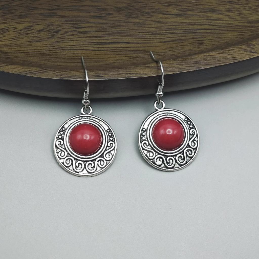 Turquoise Earrings Bohemian Tassel Earrings Geometric Alloy Vintage Temperament Exaggerated Ears