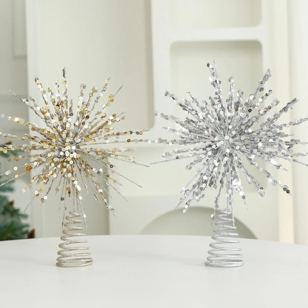 LED Christmas Tree Toppers Star Luminous Eight-pointed Star Christmas Tree Toppers Lights Iron Glitter Christmas Tree Decoration