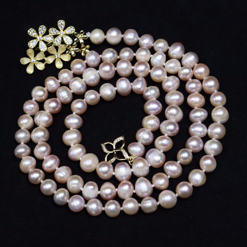Winter Fashion Multi-Wear Sweater Chain with 8-9mm Natural Freshwater Pearls for Women 8-9mm