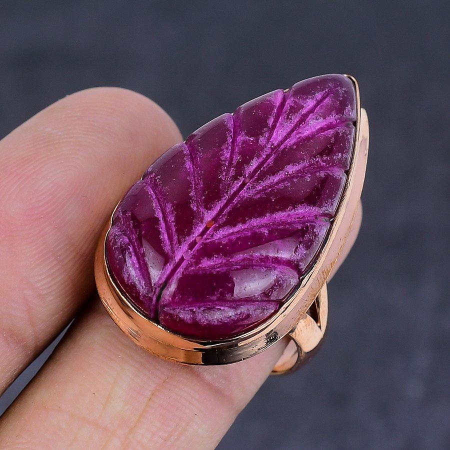 Kashmir Ruby(Simulated) Gemstone Handmade Copper Jewelry Ring Size 9 T5j96