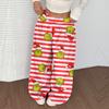 Women's Casual Christmas Print Elastic Waist Loose Fit With Plush Wide Leg Pants