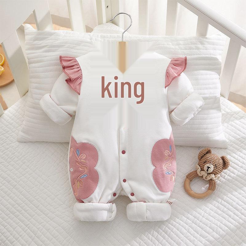 Infant Girl's Thick Cotton Jumpsuit - Warm Chinese Style Winter Outerwear