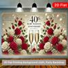 2D Flach Gedruckter 40. Jubiläum Hintergrund, Elegantes Rubinhochzeit Foto Banner mit Rosen & Blasen