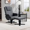 Swivel Recliner Chair with Footstool - Charcoal Grey Linen