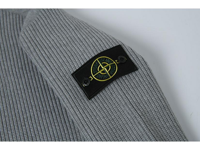 Pánský jednobarevný pletený kardigan na zip s dlouhým rukávem - Podzim/Zima