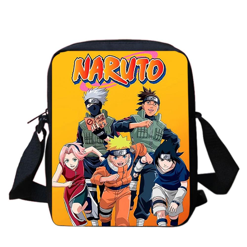 Cartoon Adjustable Straps NARUTO Shoulder Bags Light Weight Crossbody Bags For Boys & Girls Age 6-10, Secure Zipper Closure.
