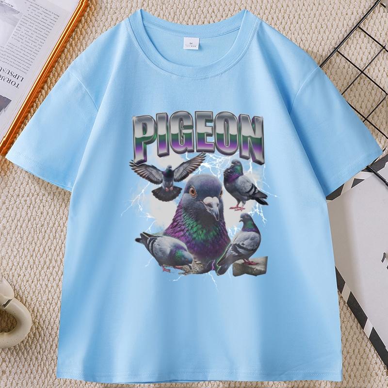 Vintage Pigeon T Shirt 90s Rap Tee City Bird Graphic T Shirts Dove Lover Tshirt Casual Round Neck Printed Short Sleeve Clothes