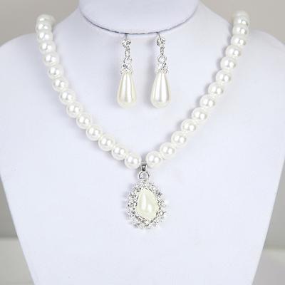 Cercei Eleganti cu Perle Pendante Colier cu Lanț Set de Bijuterii pentru Petrecere de Nuntă