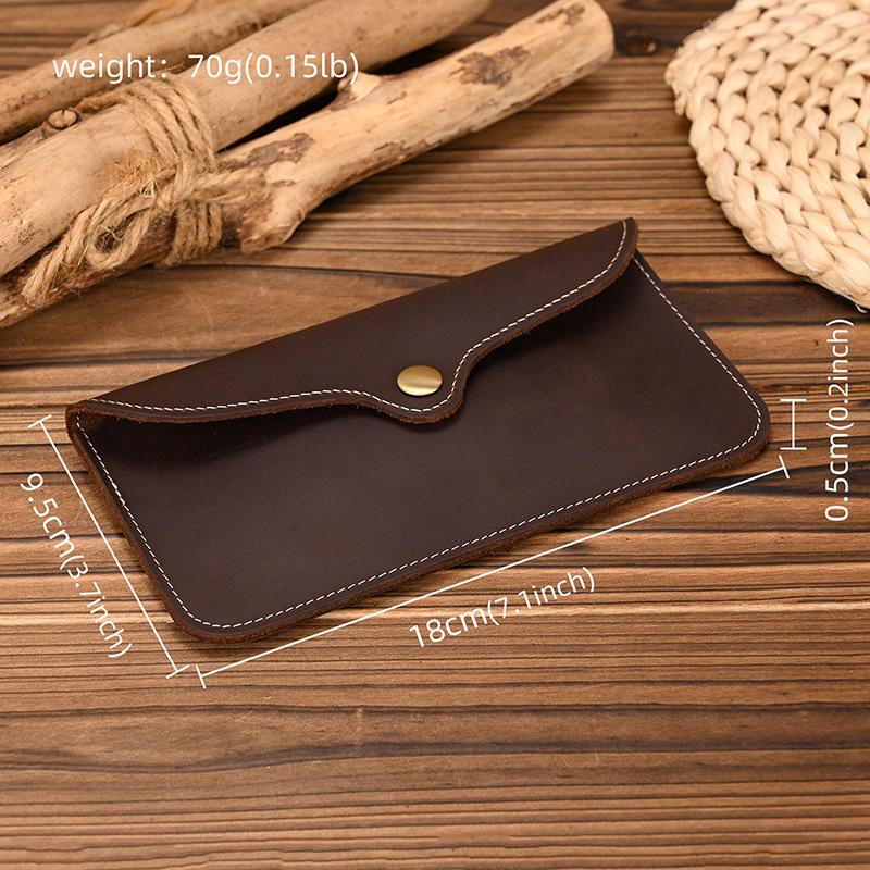 Portafoglio Lungo da Uomo, Busta in Pelle Retro Mad Horse, Custodia per Cellulare, Vera Pelle, Portafoglio Semplice, Ultra-Sottile.
