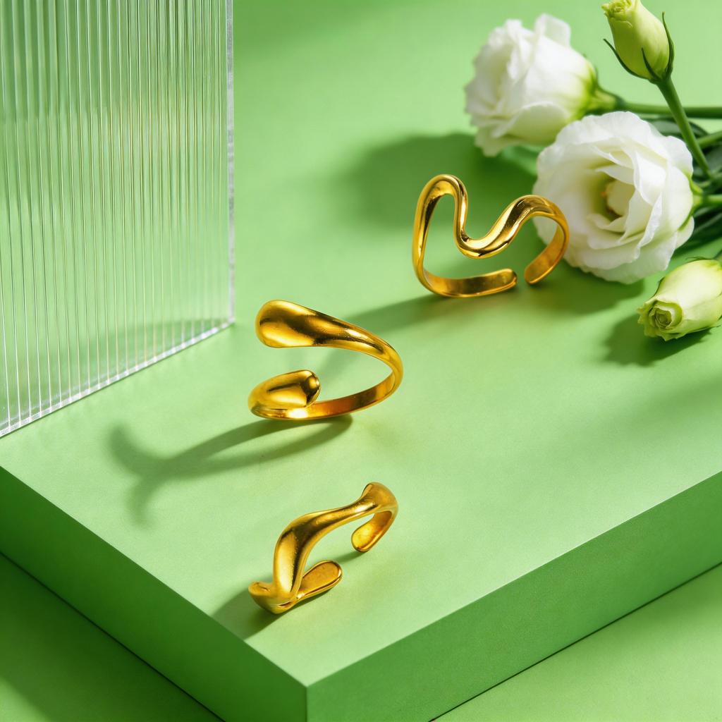 3pic Set Geometric Wavy&Water Drop Ring Women's Stainless Steel Rings Hip Pop Party Set Jewelry Gift