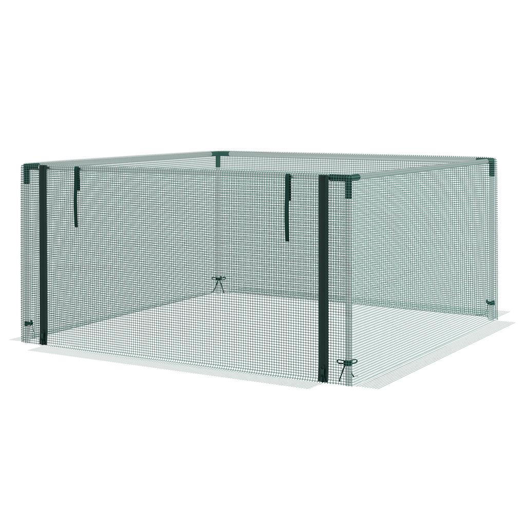 Plant Protection Net, Vegetable Protection, Zipper Door, Steel Frame, 125x125x62.5 cm, Green/Silver
