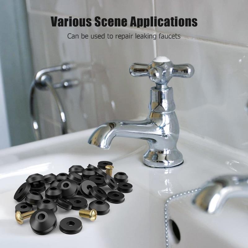 116Pcs Faucet Washer Sealing Gaskets with Screws Flat Beveled Rubber Plumbing Faucet Gasket for Repairing Faucet Leak