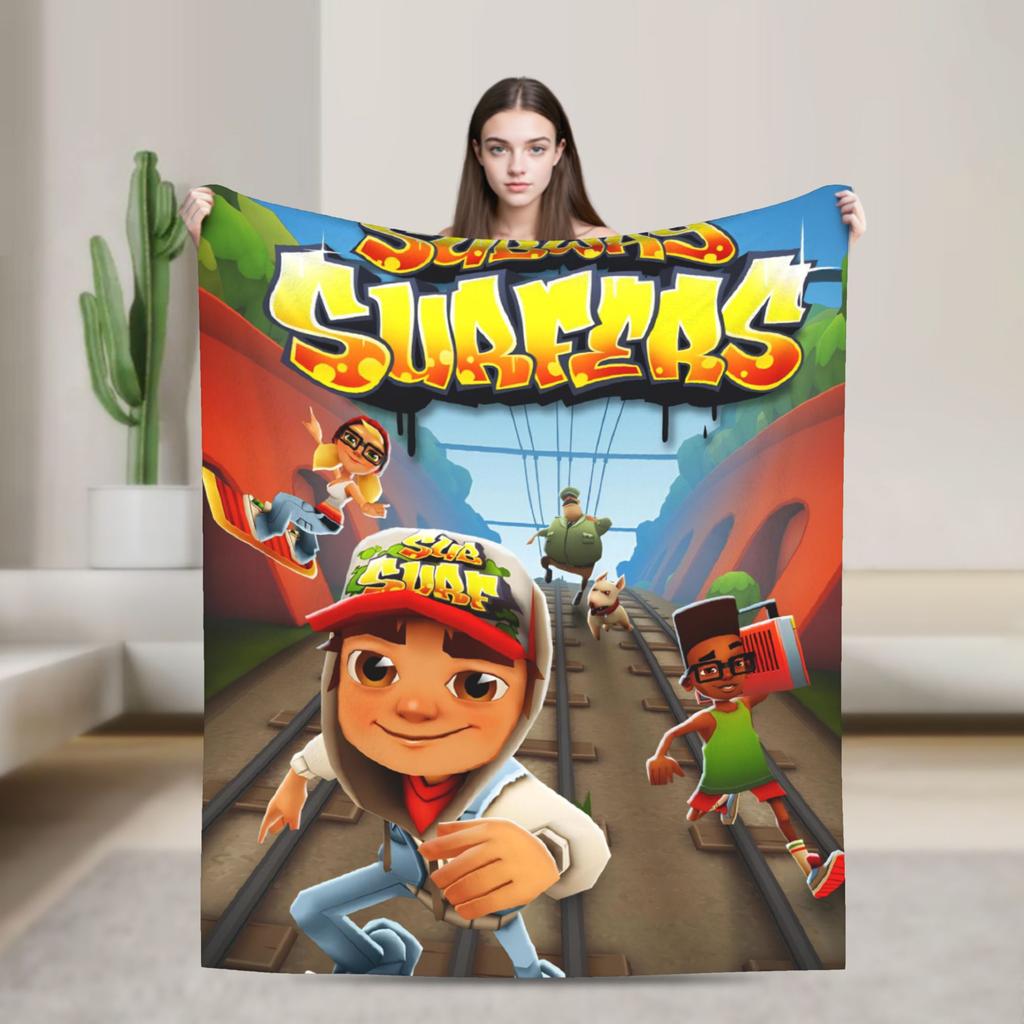 Soft Blankets Decorative Subway-Surfers Jake Tricky  Throw Blanket  Flannel Bedspread For Living Room Funny Sofa Bed Cover