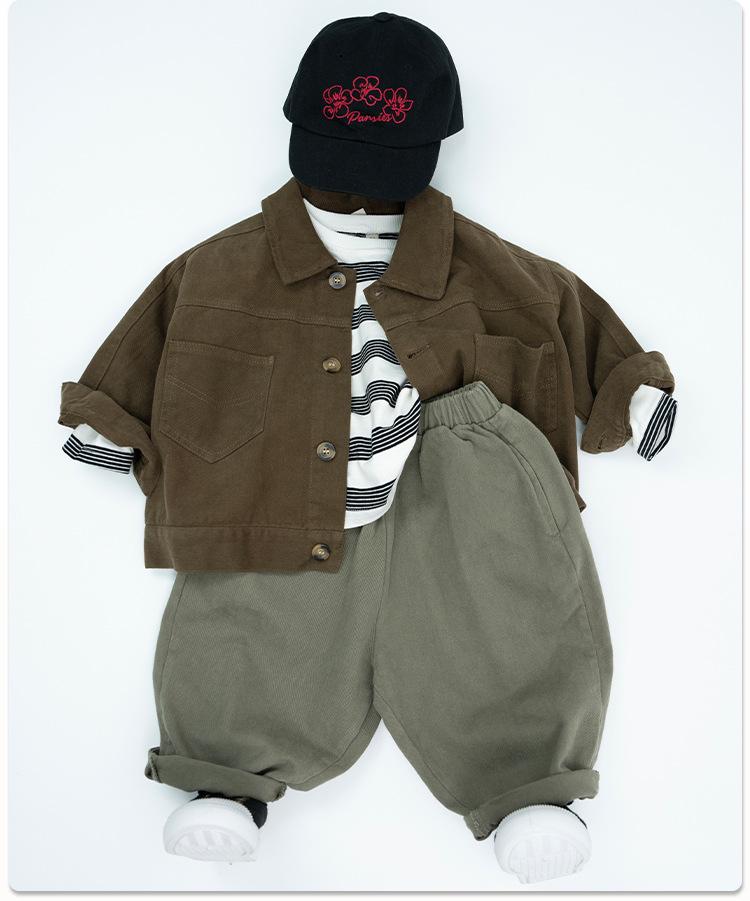 Korean Retro 2025 Autumn Unisex Casual Loose Fit Pants - Pure Cotton Children's Harem Carrot Style