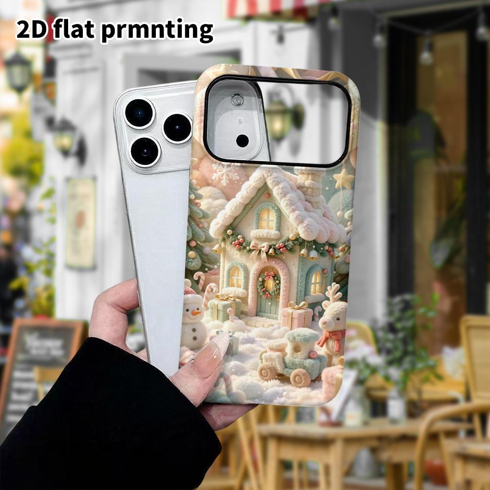 Phone Case: 2D flat, fits iPhone 18, 17, 16, 15, 14, 13, 12Pro protective case, Christmas cottage, perfect holiday gift for Christmas and Halloween