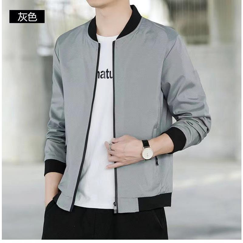 Men S Casual Baseball Jacket Spring Autumn Solid Long Sleeve Coat