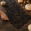 Breathable Lace Fabric Spider Web Table Runner, Black Gothic Festival Theme Mat Cobweb Runner for Halloween Dining Decoration