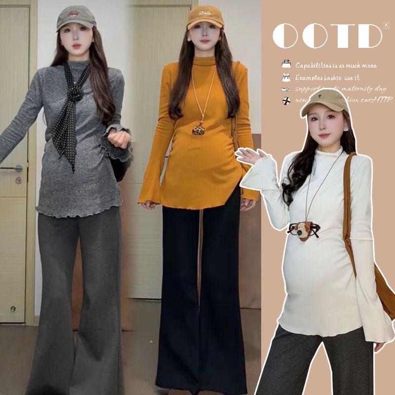 2025 Winter Stand Collar Slimming Brushed Maternity Knitwear Base Layer 2XL оранжевый