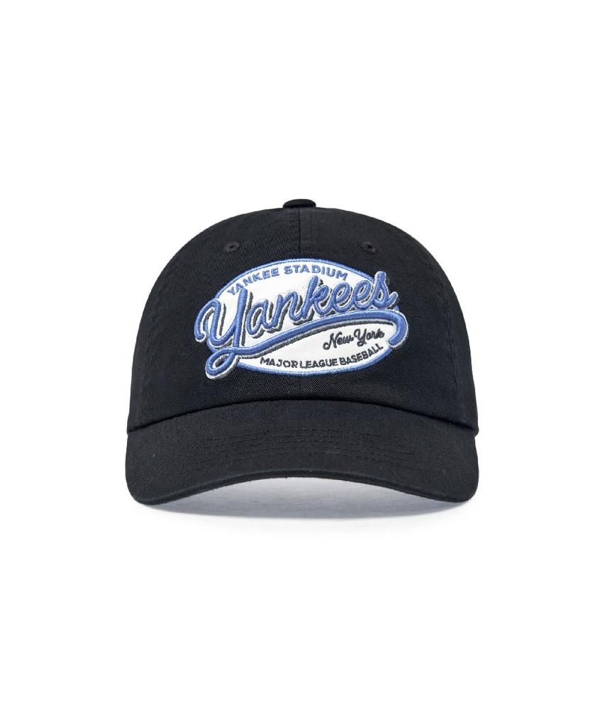 Emelbi Street Oval Cursive Unstructured Ball Cap Ny (Black)