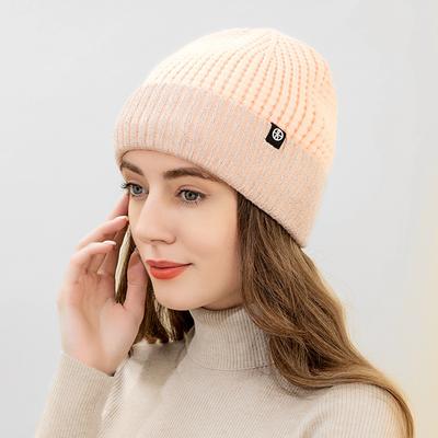 Winter German Velvet Knitted Hat Warm Hat Thickened Cold Hat Outdoor Cold Protection Solid Color Flange Ear Protection Head Wool Hat