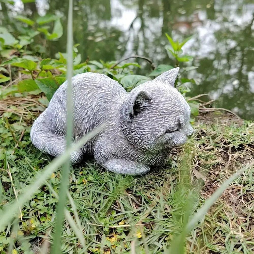 New Outdoor Garden Lawn Art Garden Cat Statue Durable Resin Animal Statue Home Decor Crafts Resin Sculpture