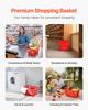 Shopping Baskets, 12 PCS, 21L Stackable PE Plastic Grocery Baskets with Metal Handles, Dense Mesh Structure, Holds up to 9.07kg, Portable for Grocery,