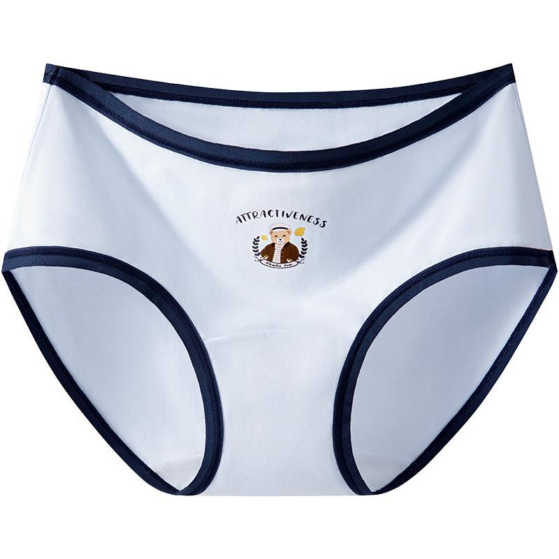 Girls Spring and Autumn Bear Cotton 10A Antibacterial Extension Crotch Breathable Non Trace Middle Waist Triangle Briefs