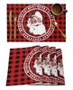 Merry Christmas Santa Claus Print Placemat 2/4/6pcs Kitchen Accessories Coffee Dining Table Mat Coaster Festival Tableware Pads