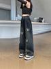 Kids' Butterfly Embroidered Wide-Leg Jeans for Girls - Spring & Autumn