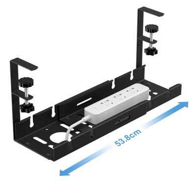 Kabelmanagement-Ablage für unter den Schreibtisch, einziehbarer Kabel-Organizer, kein Bohren erforderlich, Kabel-Organizer, Kabelhalter-Ablage mit Klemme, Metallkorb