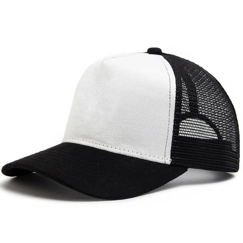 Modische 5-seitige Netzstruktur Canvas Arbeits-Baseballkappe für Herren und Damen - Atmungsaktiver Sporthut für Frühling/Sommer Adjustable white