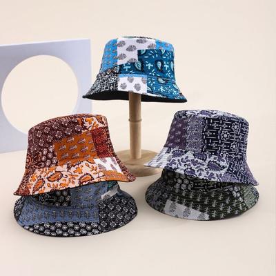 Cashew Flower Fisherman'S Hat, Men And Women Wear Sunscreen Caps On Both Sides, Outdoor Tide Basin Cap Tide
