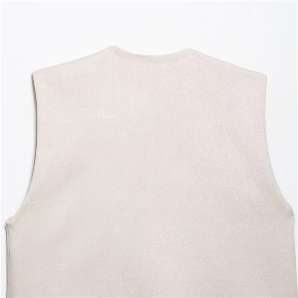 Spring/Summer 2025 Women's Slim Fit Velvet Embroidered Round Neck Vest