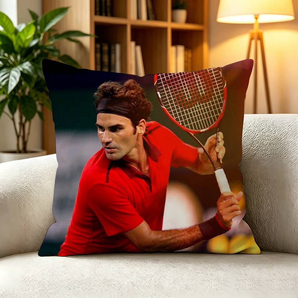 TTennis Legend Roger Federer Square DoubleSided printed Pillow Case Bedroom Bedside Pillow Sofa Cushion Cover