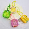 Yousheng Keychain Pendant Cartoon Cat Panda Design Whack-a-mole Toy Key Chain with Braided Lanyard Stress Relief Pressable Silicone Bubbles