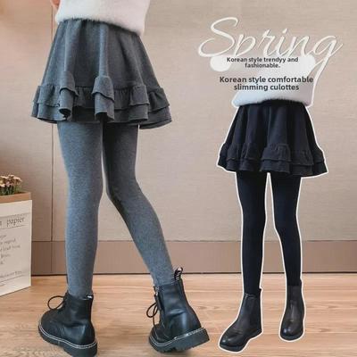 Leggings alla moda da ragazza stile coreano per la primavera/autunno 2024: Eleganti Pantaloni Gonna Due in Uno