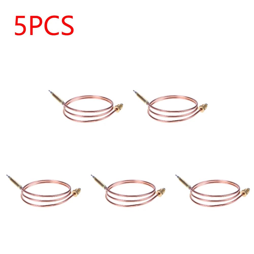 1-5Pcs 60/120cm Gas Thermocouple for Hot Water Boiler with 5 Fixed Parts Sensor Thermometer Probe Induction Line Tool Set