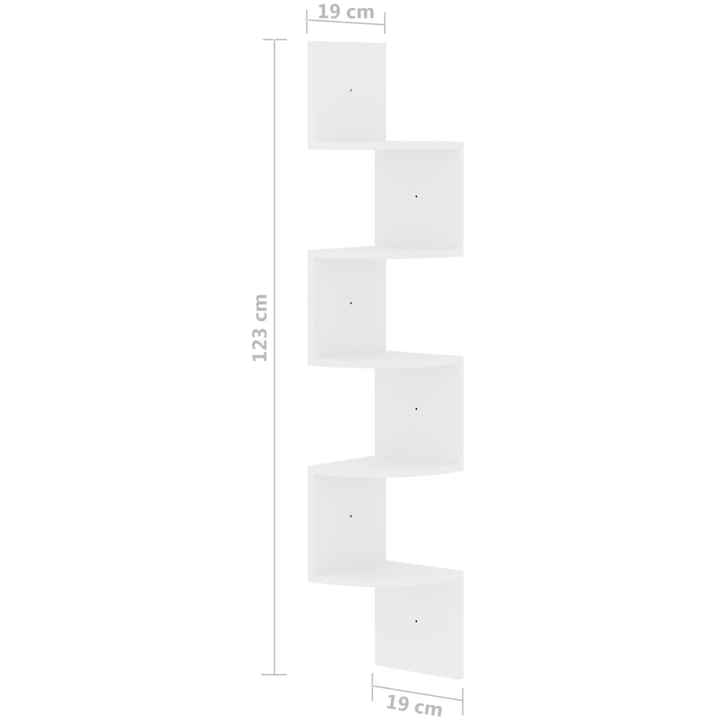 Vidaxl Corner Wall Shelf, High Gloss, White, 19X19X123 Cm