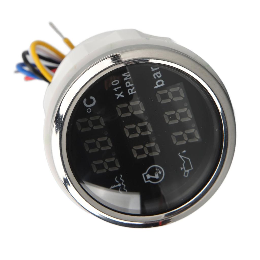 Water Temp Gauge Speed Oil Pressure Meter 52mm 3 In 1 Digital Display Meter for RV Yacht Fishing Boat Ship DC 9 To 32V