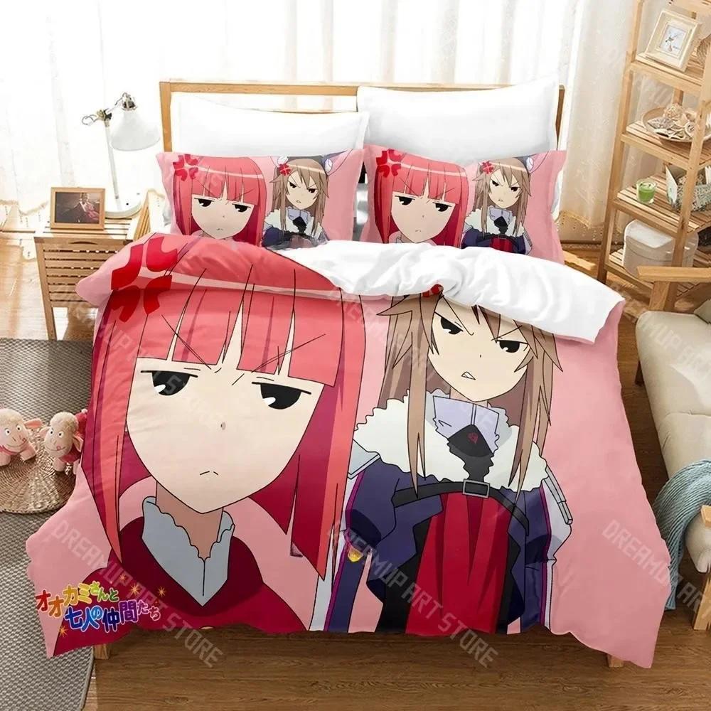 3D Print Ookami-san To Shichinin No Nakama-tachi Bedding Set Single Twin Full Queen King Size Bed Set Adult Kid Bedroom Duvet