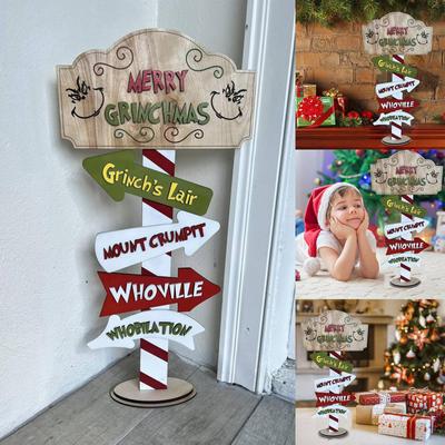 Weihnachts-Holzdekoration, niedliche Dekoration, Weihnachts-Cartoon-Figur, stehend, Block-Set, Tischplatte, Tafelaufsatz, Schild, Urlaub, abgestuftes Tablett-Dekor