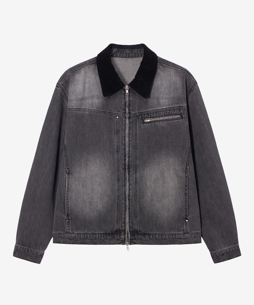 MINDBRIDGE 100% Cotton Collar Contrast Gray Denim Trucker Jacket