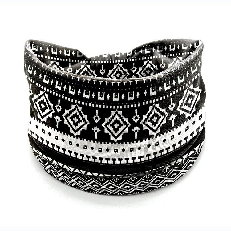 European American Women's Hair Band African Print Pattern Wide Edge Elastic Knot Sports Yoga Headband Women's Headwear Hair