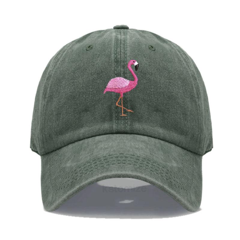 Animal Embroidery Flamingo Baseball Caps For Men Women Retro Soft Washed Cotton Dad Hat Snapback Cap Dropshipping