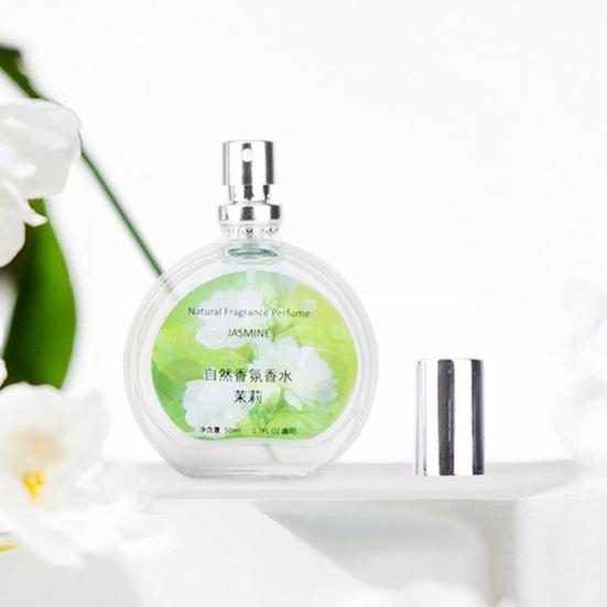 50ml Natural Fragrance Perfume for Women, Long Lasting Floral Fruity Scent, Transparent Round Bottle with Golden Cap Romantic Gift, Ideal for
