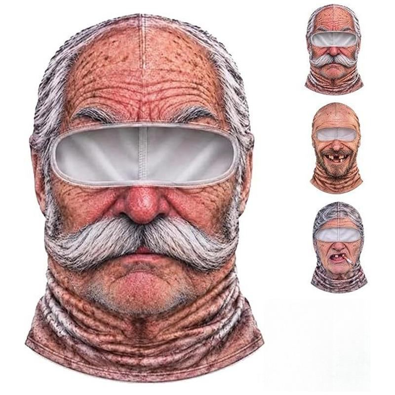 New Funny Realistic Face Ski Mask,Old Man Ski Mask Funny Realistic Face Balaclava,Novelty Winter Face Cover for Skiing Parties
