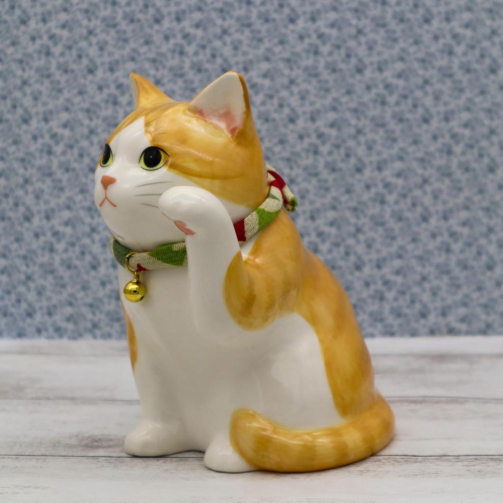 Yakushi Kiln Lucky Cat Uchino Good Luck (Tora) (with Sticker)
