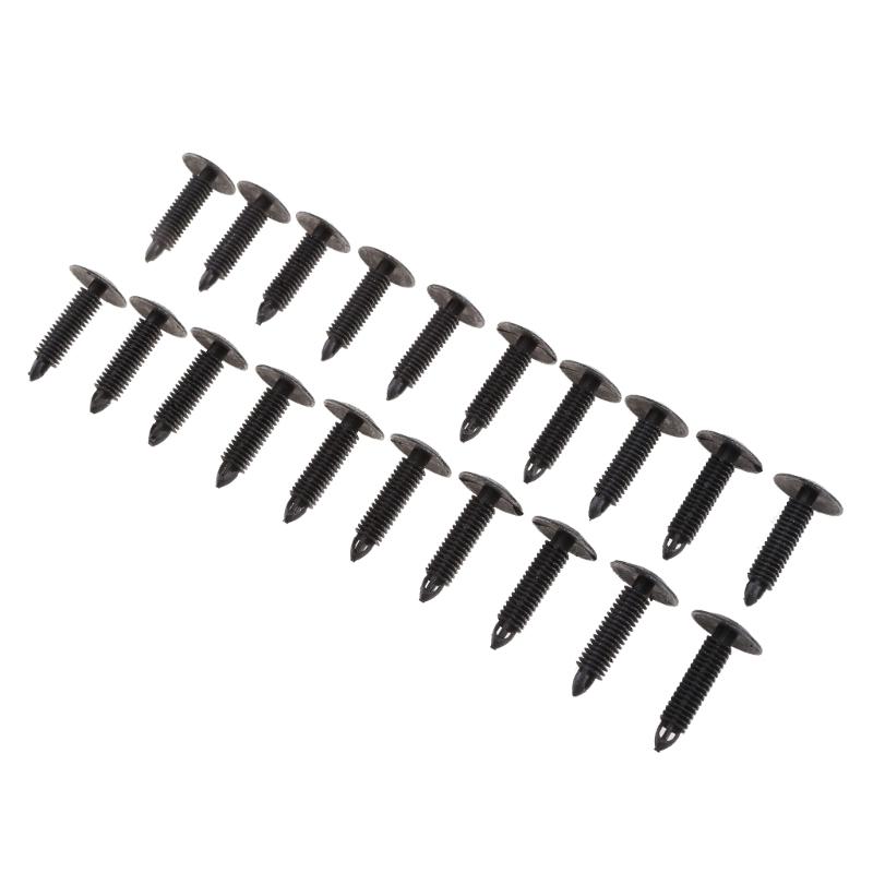 7mm Hål Plastnitar Fäste Tryckklämmor Svart för Bil Auto för Stänkskärm 20st