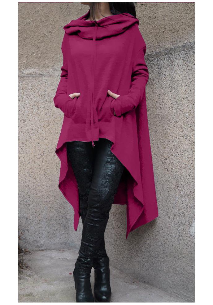 Felpa con Cappuccio da Donna Pulli Con Cappuccio Asimmetrico Lungo e Design Accogliente del Maglione