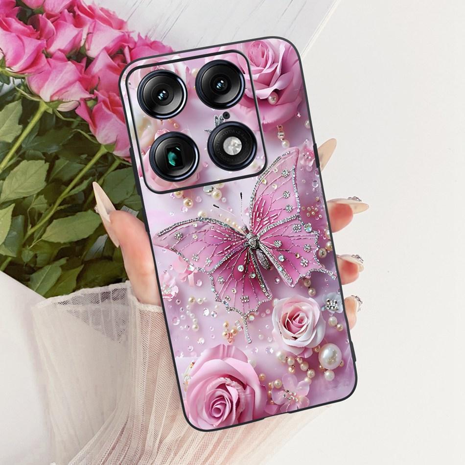 For Motorola Signature Cute Flower Butterfly Cat Painted Case For Motorola Signature XT2603-2 Black Silicone Soft Phone Cases